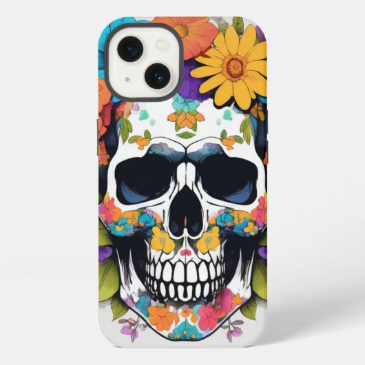 花柄カラフルドクロ iPhoneケース (裏面)
