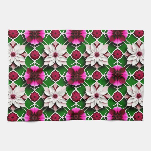 花柄カラフル キッチンタオル (横)