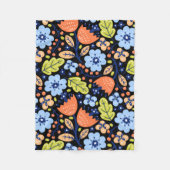 花柄カラフル 輝く フリースブランケット (正面)