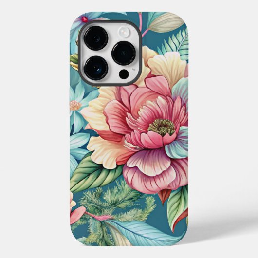 花柄カラフルiPhone 14 Pro ケース Case-Mate iPhoneケース (裏面)
