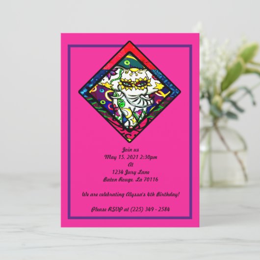 花柄カーニバルゾウ 招待状 (スタンド正面)