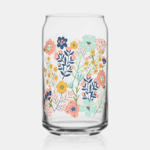 花柄ガラス パステル 缶ジャー