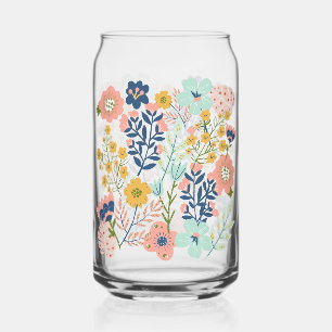 花柄ガラス パステル 缶ジャー ガラス缶