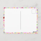 花柄キッズガールフォト誕生日ありがとう ポストカード (裏面)