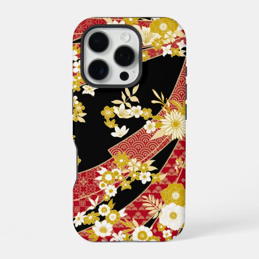 花柄キモノミックスパターン iPhoneケース (裏面)
