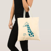 【花柄キリン (青)】 A giraffe with floral pattern (Blue) トートバッグ (正面(商品))