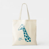 【花柄キリン (青)】 A giraffe with floral pattern (Blue) トートバッグ (裏面)