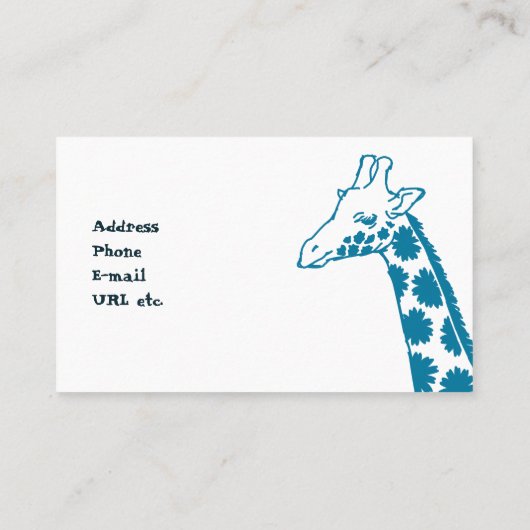 【花柄キリン (青)】 A giraffe with floral pattern (Blue) 名刺 (裏面)