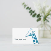 【花柄キリン (青)】 A giraffe with floral pattern (Blue) 名刺 (スタンド正面)