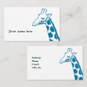【花柄キリン (青)】 A giraffe with floral pattern (Blue) 名刺 (正面/裏面)