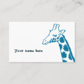 【花柄キリン (青)】 A giraffe with floral pattern (Blue) 名刺 (正面)