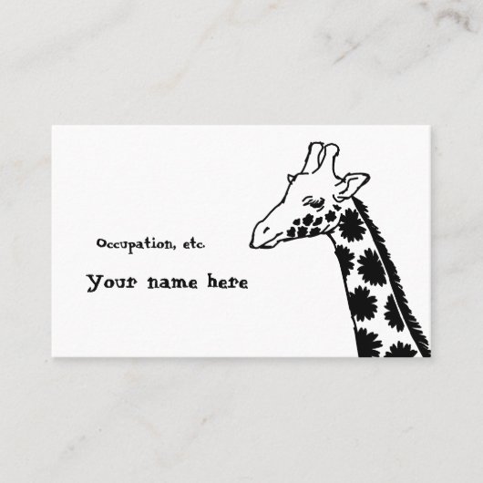 【花柄キリン (黒)】 A giraffe with floral pattern (Black) 名刺 (正面)