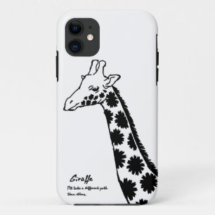 【花柄キリン (黒)】 A giraffe with floral pattern (Black) iPhone 11 ケース