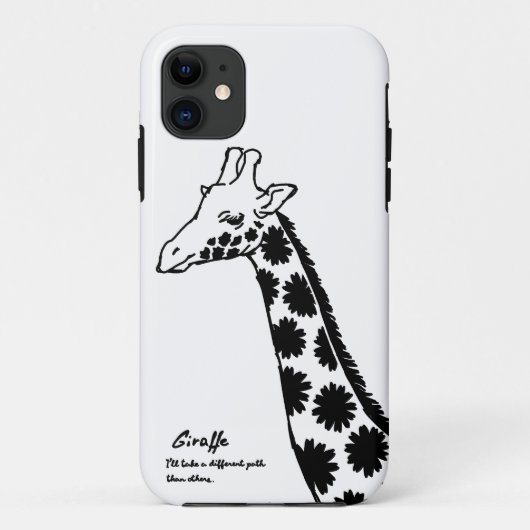 【花柄キリン (黒)】 A giraffe with floral pattern (Black) Case-Mate iPhoneケース (裏面)