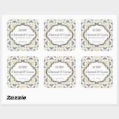 花柄グレーフェミニンベージュ石鹸ラベル スクエアシール (シート)