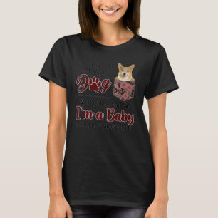 花柄コーギー犬ポケット付き お母さんは常に正しい Tシャツ