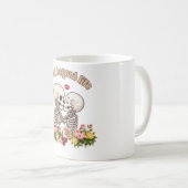 花柄ゴシックキスするスケルトンカップル コーヒーマグカップ (正面右)