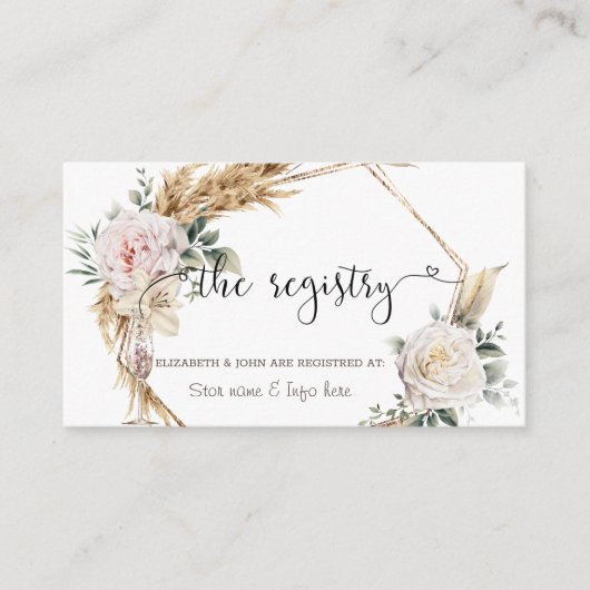 花柄ゴールドフレームシャンパングラス エンクロージャーカード (正面)