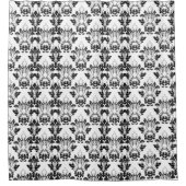 花柄シビクトリアンームレス白黒 シャワーカーテン (正面)