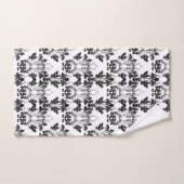 花柄シビクトリアンームレス白黒 バスタオルセット (ハンドタオル)