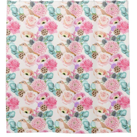 花柄シャワーカーテン シャワーカーテン (正面)