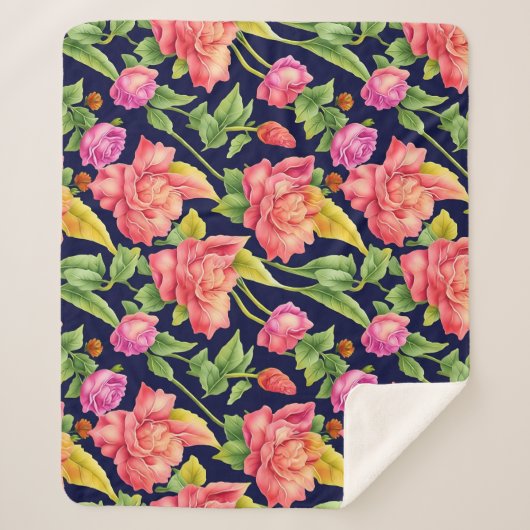 花柄ショウガの花 シェルパブランケット (正面)