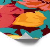 花柄シームレスレトロ。アネモネス ポスター (角)