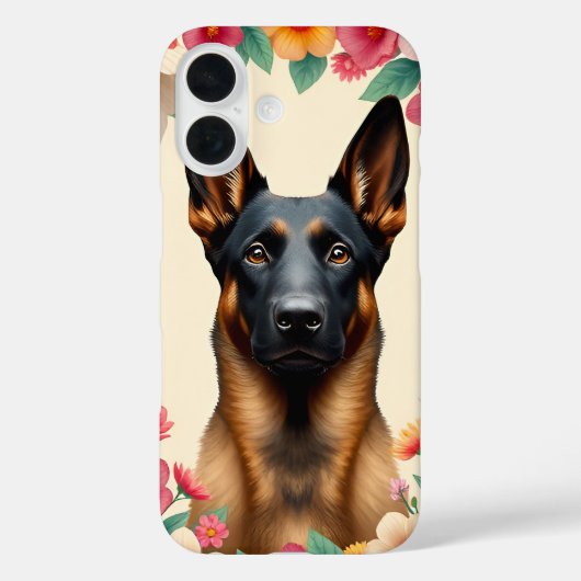 🐕🌸 花柄ジャーマンシェパードの肖像画エレガンス ✨ Case-Mate iPhoneケース (裏面)