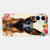 🐕🌸 花柄ジャーマンシェパードの肖像画エレガンス ✨ Case-Mate iPhoneケース (裏面 (横))