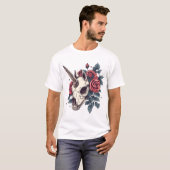 花柄スカルユニコーン (1) Tシャツ (正面フル)