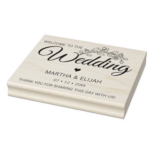 花柄スクリプト結婚式カスタムバッグ ラバースタンプ (スタンプ)