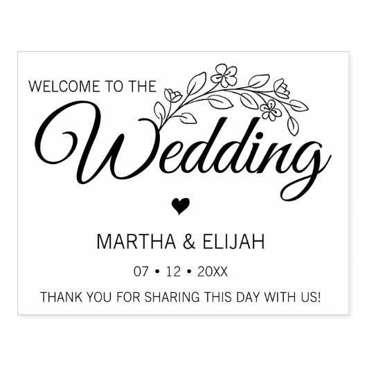 花柄スクリプト結婚式カスタムバッグ ラバースタンプ (インプリント)