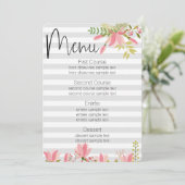 花柄ストライプの結婚式 | ガーデンパーティ テーマ メニュー 招待状 (スタンド正面)