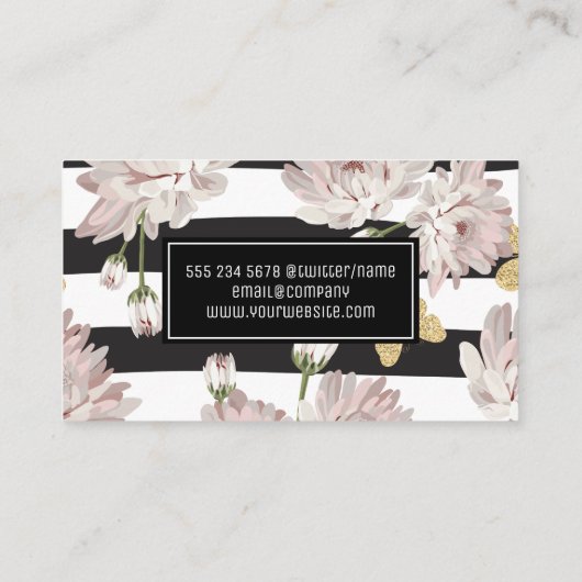 花柄ストライプ柄 名刺 (裏面)