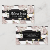 花柄ストライプ柄 名刺 (正面/裏面)