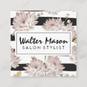 花柄ストライプ花 スクエア名刺 (正面)