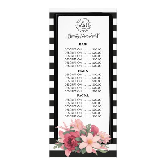 花柄ストライプ サロン ラック カード (正面)