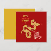 花柄スネークレッド中国の新年 シーズンカード (正面/裏面)