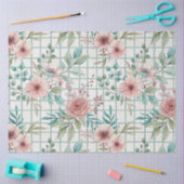 花柄ソフトピンクと桃エレガント花 薄葉紙 (クラフト)