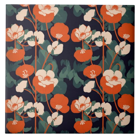 花柄タイル タイル (正面)