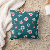 花柄ターコイズ枕 クッション (ブランケット)