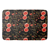 花柄ダークバックグランドピンク緑レッド バスマット (正面)