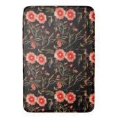 花柄ダークバックグランドピンク緑レッド バスマット (正面縦)