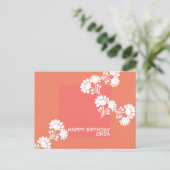花柄ツーカラーブロックオレンジイラスト ポストカード (スタンド正面)