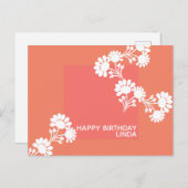 花柄ツーカラーブロックオレンジイラスト ポストカード (正面/裏面)