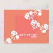 花柄ツートブロックオレンジイラスト ポストカード (正面)