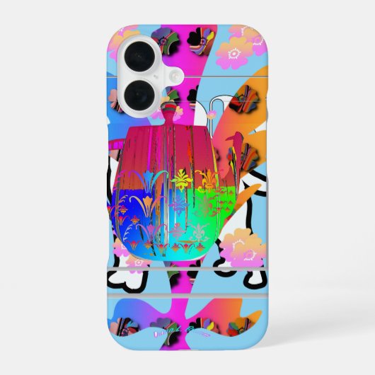 花柄ティーポット iPhone 16ケース (裏面)