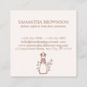 花柄テラコッタファッション ドレス 縫製士 仕立て屋 スクエア名刺 (裏面)