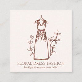 花柄テラコッタファッション ドレス 縫製士 仕立て屋 スクエア名刺