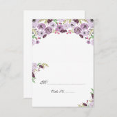 花柄テーブルプレイスカード  |  あなたが折る 紫 招待状 (正面/裏面)